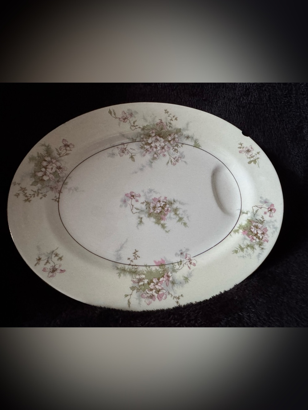 Theodore Haviland New York Apple Blossom 11" Oval Serving Platter CHIPPED